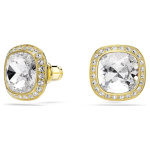 Una Angelic stud earrings Cushion cut, White, 18K gold finish